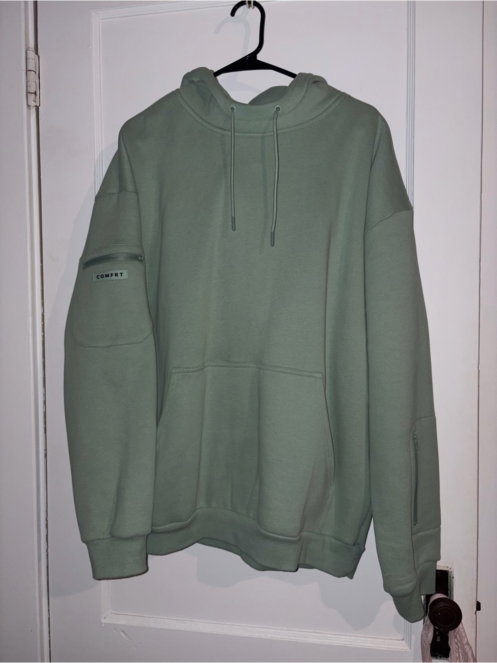 Comfort Sage Green with Sleeve Pocket airplane hoodie